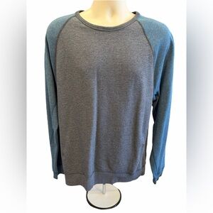 Banana Republic Mens Pullover Sweatshirt Size Large Gray Blue Raglan Long Sleeve